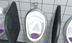 Urinal with Ekcos Anti-Splashback Urinal Screens