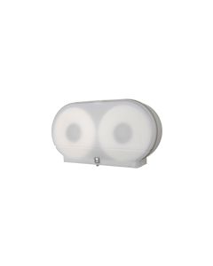 Palmer Fixture RD0027-03F 9" Twin Jumbo Tissue Dispenser with 2 1/4" Stub & 3 3/8" Adaptors - White Translucent in Color